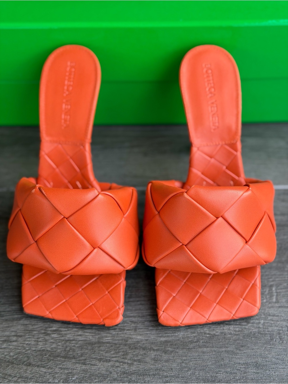 Bottega Veneta Orange Padded Intrecciato High Heel Mule size 35 - Picture 3 of 8